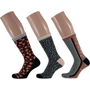 Kleurrijke dames sokken fashion - Grijs/Zwart (6-Pak)